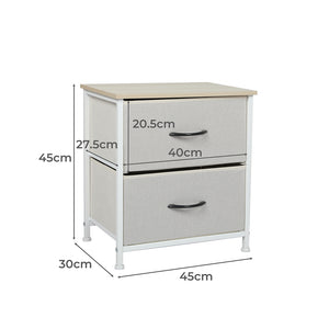 Levede Chest of 2 Drawers Bedside Table Beige-1973194073829412866