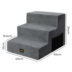 Pawz 3 Steps Pet Stairs Dog Ramp High Density Foam Grey-1996005595194462210