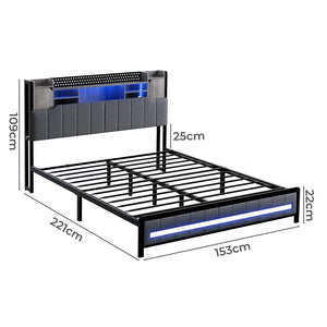 Levede Queen Bed Frame with Storage Headboard RGB LED-1996005429959856130