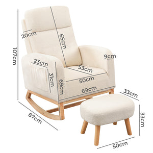 Levede Rocking Chair Ottoman Footrest With Side Pocket-1996005438277160962