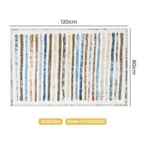 Marlow Floor Rug Short Pile Washable Carpet Soft Plush Non Slip Stripe 80x120-1996005378105675778
