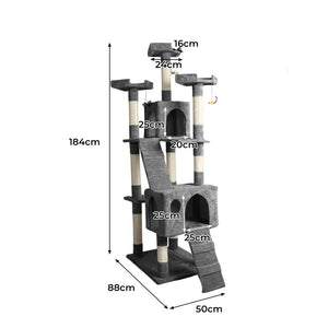 PaWz 184cm Cat Trees Scratching Post Grey-1973193908032770050