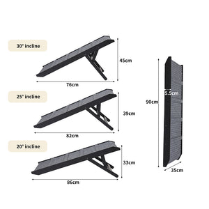 PaWz Adjustable Dog Ramp Height Stair Black-1973193663207051266