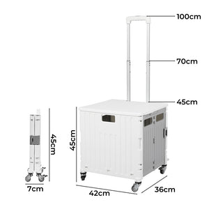 Folding Shopping Trolley Cart Portable Beige-1973193722061524994