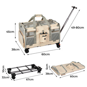 Pawz Pet Carrier 4 Wheel Portable Rolling Foldable-1996005445449420802