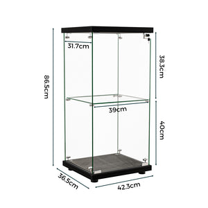 Stacked Display Cabinet Collection Storage Tempered Glass 2 Tier With Lock Black-1996005385034665986