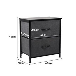 Levede Storage Cabinet Chest of 2 Drawers Dark Grey-1973194074018156546