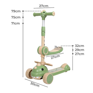 BoPeep Foldable Kids Scooter Flip-able Seat Green-1996005546355986434