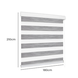 Marlow Blackout Zebra Roller Blind Curtains 180x210 Grey-1973194065474359298