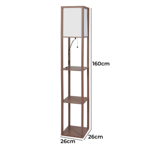 EMITTO LED Floor Lamp with Storage Shelf Brown-1973193956355346434