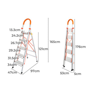 Traderight 5 Step Ladder Folding Aluminium-1973193887707172866