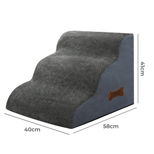 Pawz 3 Steps Pet Stairs Dog Ramp High Density Foam Grey-1996005456438497282