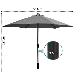Centra 3M Outdoor Patio Umbrella Solar LED Light Grey-1996005491683233794