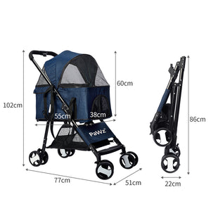 PaWz Large Pet Stroller Dog Cat Carrier Blue-1973193718429257730