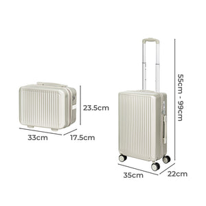 Slimbridge Luggage Suitcase Trolley White 2pc 14"+20"-1973193944170893314