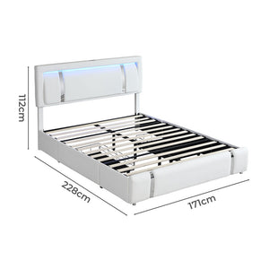 Levede Queen Bed Frame With Adjustable Headboard White-1996005425044131842