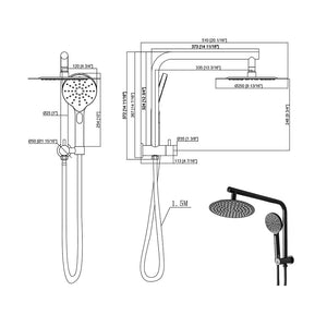 High Pressure Shower Head Set Rain Round Black-1973194049154322434