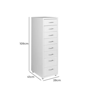 Levede Office Cabinet 8 Drawer Drawers White-1973193874033741826