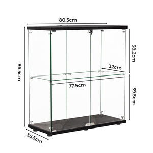 Stacked Glass Display Cabinet Lockable Collections Storage 2 Tier Shelf 2 Door-1996005385227603970