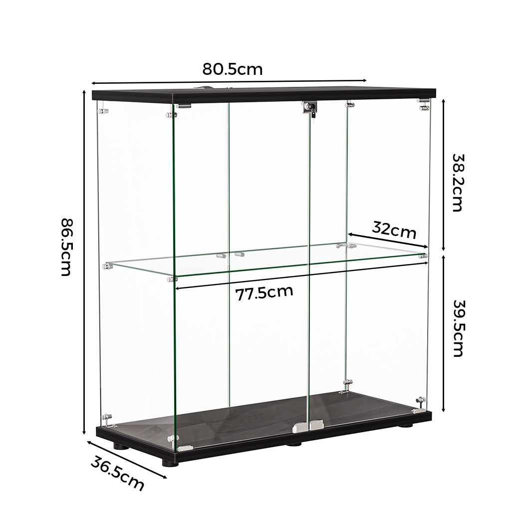stacked-glass-display-cabinet-lockable-collections-storage-2-tier-shelf-2-door-1996005385227603970