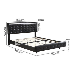 Levede  Floating Bed Frame Double with Headboard LED Lights Mattress Base-1996005556657197058