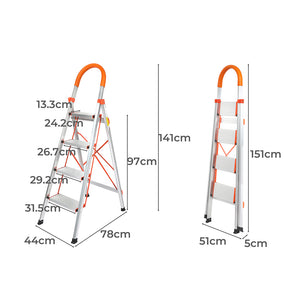 Traderight 4 Step Ladder Folding Aluminium-1973193887493263362