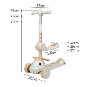 BoPeep Foldable Kids Scooter Flip-able Seat Beige-1996005546536341506