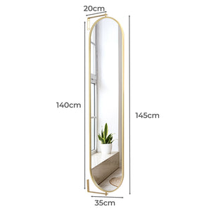 Yezi 360? Swivel Wall Mirrors 140cm x35cm Oval Shape Gold Frame-1973193815535783938