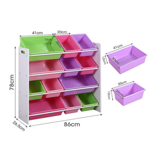 Levede 12Bins Kids Toy Box Bookshelf-1973193727417651202