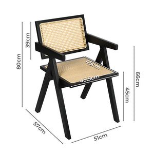 Levede 8x Black Wicker Armchair Dining Chair-1996005481000341506