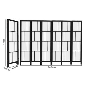 Levede 6 Panel Room Divider 170cm Freestanding Screen-1996005597694267394