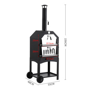 3in1 Pizza Oven Charcoal BBQ Grill Steel-1973194034335846402