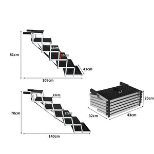 PaWz 6 Steps Dog Ramp Adjustable Height Black-1973193664230461442