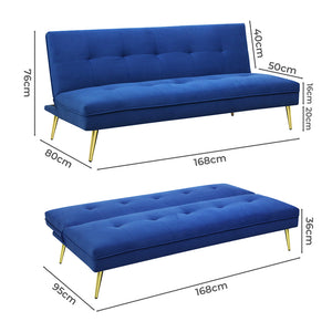 Levede Sofa Bed Convertible Velvet 3 Seater-1996005374511157250