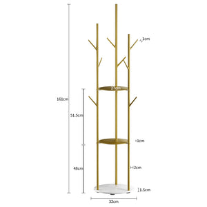Levede Coat Rack Clothes Stand 8 Hook Organizer Gold-1973193820849967106