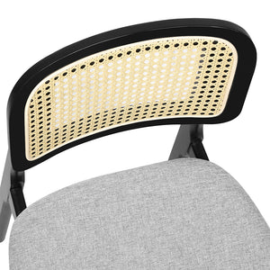 Levede Dining Chair Wood Rattan Armless Black x6-1996005487329546243