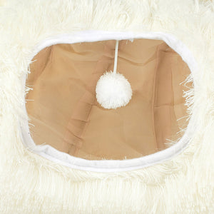 Pawz Cat Tunnel Foldable Fluffy Plush Play Tube Beige-1996005432715513859