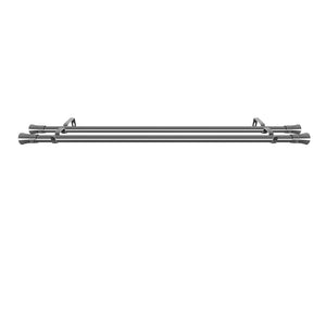 Marlow Silver Double Curtain Rod Steel Pole Pommel Set Extendable Adjustable-1996005376444731395