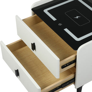 Levede Bedside Table LED Lights Drawers Storage-1996005372036517891