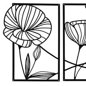 Yezi Metal Wall Art 4Pcs Floral Minimalist Line Decor-1996005449966686211
