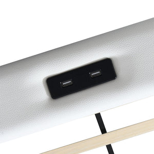 Levede King Bed Frame Leather Headboard RGB 2 Drawers-1996009957232873475