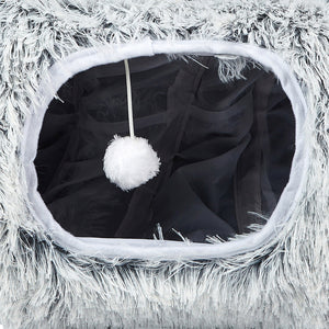 Pawz Cat Tunnel Foldable Fluffy Plush Play Tube Grey-1996005432891674627