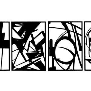 Yezi Metal Wall Art 4Pcs Abstract Minimalist Line Decor-1996005450138652675
