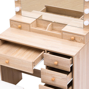 Levede Dressing Table Stool Set Oak-1996005423504822275