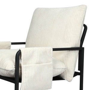 Levede Metal Framed Lounge Chair Corduroy in Beige-1996005448725172227