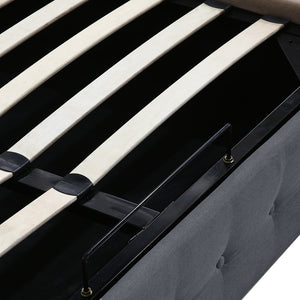 Levede Fabric Bed Frame King Tufted Dark Grey-1973194028547706883