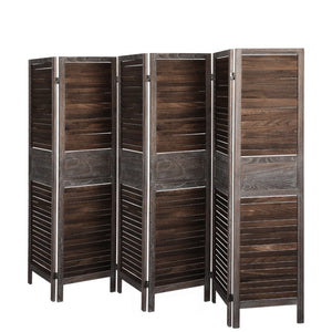 Levede Room Divider 6 Panel Folding Brown-1973193787844988931