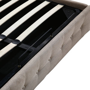 Levede Fabric Bed Frame Queen Tufted Beige-1975420519553568771
