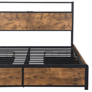 Levede Double Bed Frame RGB LED 4 Drawers USB-1996005556481036292