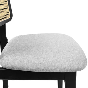 Levede Dining Chair Wood Rattan Armless Black x4-1996005487157579780